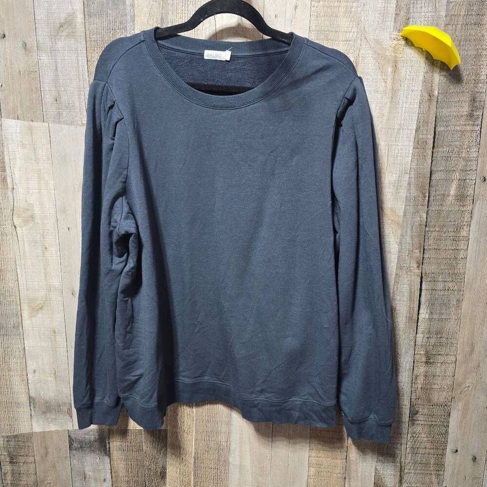 Barefoot Dreams Malibu Black Fleece Pleated Sleeve Sweatshirt 1x Minimalist Cozy